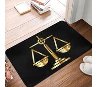3D Alfombra Básculas Doradas de la Justicia Logotipo de la Ley Felpuda de Puerta Antideslizante Abogado de Exterior Legal Fiesta Felpudo Dormitorio Balcón Entrada -60x90cm