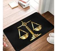 3D Alfombra Básculas Doradas de la Justicia Logotipo de la Ley Felpudo de Puerta Antideslizante Abogado de Exterior Legal Fiesta Felpudo Dormitorio Balcón Entrada -50x80cm
