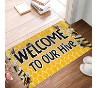 3D Alfombra Bienvenido a Nuestra Funny Bee Felpud Felpud Tapete Antideslizante Baño, Cocina, del Garaje -50x80cm