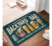 3D Alfombra Bienvenidos a Nuestro Bar del jardín Trasero Carteles Divertidos de Bar Felpudo Antideslizante Felpudo de Cocina Felpuda de baño Puerta del váter Suelo Entrada -40x60cm
