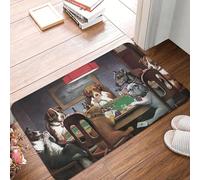 3D Alfombra Border Collie Perro de Mascota Felpuda de Dormitorio Perros Jugando al póker Un Amigo necesitado Felpudo Minimalista Cocina Puerta de Entrada Hogar-50x80cm