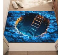 3D Alfombra Cueva de Cueva Deep Blue Escalera de Madera, de baño, Antideslizante Absorbente de Agua, bañador, Antideslizante Decoración del hogar-40x60cm