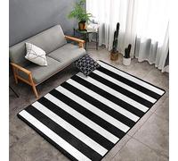 3D Alfombra De Salon Moderna Antideslizantes Lavable Alfombras De Habitacion Decorativa Dormitorio Alfombra para Comedor Balcón Salasrayas Blancas Y Negras Clásicas 100 X 200 Cm -7P9T