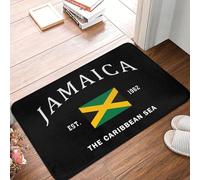 3D Alfombra Felpudo de Bandera de Jamaica Entrada Antideslizante Entrada del baño Puerta de la Cocina Felpuda del Suelo Tapete de jardín jamaicano Patria Jardín Reposapiés-50x80cm