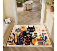 3D Alfombra Felpudo Moderno Sencillo, Cat, Taza, Alfombrilla Antideslizante Absorbente de Agua para Flor, Lavable a máquina para decoración del hogar en el baño-40x60cm