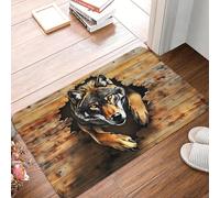 3D Alfombra Lobo Realista asomándose de un Felpudo Rasgado, Antideslizante del baño, de Cocina, Suelo del salón, de Entrada, 40x60cm