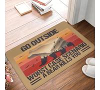 3D Alfombra Sal Fuera, Peor Escenario: un Oso te Mata, Felpudo, Alfombrilla Antideslizante, Cocina, baño, del Dormitorio, moqueta -60x90cm