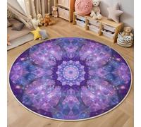 3D Alfombras Redondas Tapete Redondo Lavable,Bola De Cristal Caleidoscopio Alfombra De Área Redonda Visión Psicodélica para Dormitorio,Salón,Sofá,Mesa Café Estudio Comedor,Azul-Violeta 100Cm