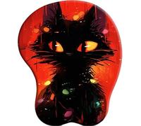 3D Alfombrilla de Ratón Ergonómica con Reposamuñeca Gel Chat Noir Dans UNE Nuit pluvieuse Rouge Almohadilla para Ratón Antideslizante Base de Goma Mouse Pad Juego para Ordenador Oficina Laptop