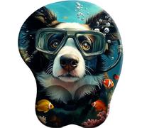 3D Alfombrilla de Ratón Ergonómica con Reposamuñeca Gel Chien Des profondeurs Almohadilla para Ratón Antideslizante Base de Goma Mouse Pad Juego para Ordenador Oficina Laptop