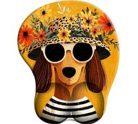3D Alfombrilla de Ratón Ergonómica con Reposamuñeca Gel Langage du Chien à couronne de Fleurs Almohadilla para Ratón Antideslizante Base de Goma Mouse Pad Juego para Ordenador Oficina Laptop
