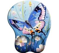3D Alfombrilla de Ratón Ergonómica con Reposamuñeca Gel Le langage Des Fleurs et Des Papillons Bleus Almohadilla para Ratón Antideslizante Base de Goma Mouse Pad Juego para Ordenador Oficina Laptop