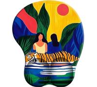3D Alfombrilla de Ratón Ergonómica con Reposamuñeca Gel L'ombre du tigre sous un coucher de soleil doré Almohadilla para Ratón Antideslizante Base de Goma Mouse Pad Juego para Ordenador Oficina Laptop