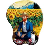3D Alfombrilla de Ratón Ergonómica con Reposamuñeca Gel Pique-nique Dans un Champ de tournesols Almohadilla para Ratón Antideslizante Base de Goma Mouse Pad Juego para Ordenador Oficina Laptop