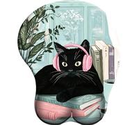 3D Alfombrilla de ratón ergonómica con reposamuñecas de Gel L'après-Midi du Chat Noir près de la fenêtre con Base de Goma Antideslizante Apta para Ordenador Oficina hogar
