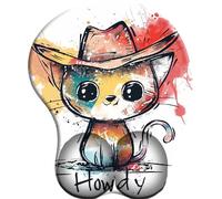 3D Alfombrilla de ratón ergonómica con reposamuñecas de Gel Salut le Chat Cow-Boy con Base de Goma Antideslizante Apta para Ordenador Oficina hogar