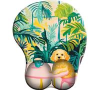 3D Alfombrilla de Ratón Reposamuñecas Ergonómica. Alfombrilla Antideslizante y Lavable. Mouse Pad. Almohadilla de Gel para el Ratón-L'heure du café Dans le Jardin Tropical