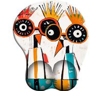 3D Alfombrilla de Ratón Reposamuñecas Ergonómica. Alfombrilla Antideslizante y Lavable. Mouse Pad. Almohadilla de Gel para el Ratón-Les Trois étranges frères oiseaux portant Des lunettes