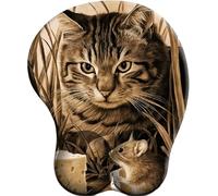 3D Alfombrilla de Ratón Reposamuñecas Ergonómica. Alfombrilla Antideslizante y Lavable. Mouse Pad. Almohadilla de Gel para el Ratón-Tentation du Fromage du Chat et de la Souris