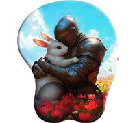 3D Alfombrilla de Ratón Reposamuñecas Ergonómica. Alfombrilla Antideslizante y Lavable. Mouse Pad. Almohadilla de Gel para el Ratón-Le Chevalier et le Lapin Blanc