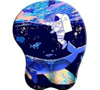 3D Alfombrilla Ratón con Cojín de Muñeca Reposamuñeca Ergonómico Astronaute Des profondeurs Marines Alfombrilla Base de Goma Antideslizante Mouse Pad Gaming para Trabajadores Y Jugadores