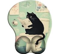 3D Alfombrilla Ratón con Cojín de Muñeca Reposamuñeca Ergonómico Journal Des Chats Alfombrilla Base de Goma Antideslizante Mouse Pad Gaming para Trabajadores Y Jugadores