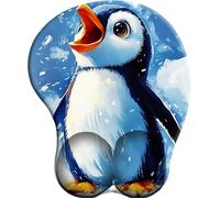 3D Alfombrilla Ratón con Cojín de Muñeca Reposamuñeca Ergonómico La Ballade Des pingouins Dans la Neige Alfombrilla Base de Goma Antideslizante Mouse Pad Gaming para Trabajadores Y Jugadores