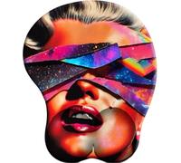 3D Alfombrilla Ratón con Cojín de Muñeca Reposamuñeca Ergonómico La Joconde cosmique Alfombrilla Base de Goma Antideslizante Mouse Pad Gaming para Trabajadores Y Jugadores