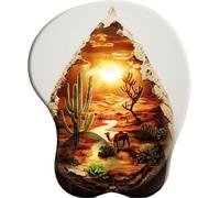 3D Alfombrilla Ratón con Cojín de Muñeca Reposamuñeca Ergonómico Larmes du Coucher de Soleil Dans le désert Alfombrilla Base de Goma Antideslizante Mouse Pad Gaming para Trabajadores Y Jugadores