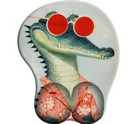 3D Alfombrilla Ratón con Cojín de Muñeca Reposamuñeca Ergonómico Monsieur Crocodile d'été Alfombrilla Base de Goma Antideslizante Mouse Pad Gaming para Trabajadores Y Jugadores