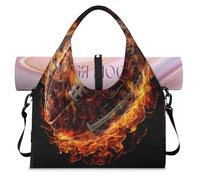 3D America - Bolsa de lona deportiva con diseño de balón de llamas de fútbol americano con compartimento para zapatos, bolsa de fin de semana, bolsa de equipaje para gimnasio, yoga, viajes, color, L,