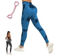 3D Anti Cellulite Compression Leggings for Women, High Waist Butt Lift Workout Pants with Resistance Bands (Tie-Dye Blue,13XL)