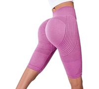 3D Anti Cellulite Leggings for Women, High Waist Tummy Control & Bum Lift, Compression Shorts for Gym, Yoga, Running, Summer Casual (Pink,XXL)