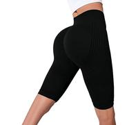 3D Anti Cellulite Leggings for Women, High Waist Tummy Control & Bum Lift, Compression Shorts for Gym, Yoga, Running, Summer Casual (Black,3XL)