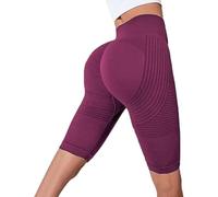 3D Anti Cellulite Leggings for Women, High Waist Tummy Control & Bum Lift, Compression Shorts for Gym, Yoga, Running, Summer Casual (Wine,XXL)