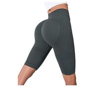 3D Anti Cellulite Leggings for Women, High Waist Tummy Control & Bum Lift, Compression Shorts for Gym, Yoga, Running, Summer Casual (Grey,XXL)