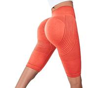 3D Anti Cellulite Leggings for Women, High Waist Tummy Control & Bum Lift, Compression Shorts for Gym, Yoga, Running, Summer Casual (Orange,S)