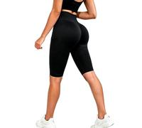 3D Anti-Cellulite Leggings Shorts, High Waisted Butt Lifting Yoga Shorts with Pockets (Dark Gray,L)