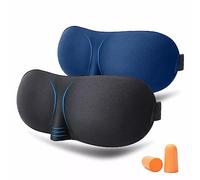 3D Antifaz para dormir 2 piezas Máscara de ojos para dormir noche Con tapones para los oídos Adecuada para su uso durante los viajes en avión, en casa, en hoteles y durante las siestas por turnos