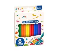 3D Art Pens - 6 Color Relief Markers | Smooth Ink Craft Supplies | Raised