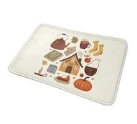 3D Autumn Cottage Days Felpudos Antideslizantes Felpuda de Suelo Cojín Alfombra para Entrada a la Cocina Entrada a casa Baño, salón Tapetes para los pies-60x90cm