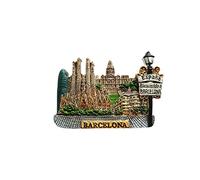 3D Barcelona España Landmark Imán de nevera Regalo de recuerdo, resina hecha a mano Barcelona Imán de refrigerador Colección de decoración para el hogar y la cocina
