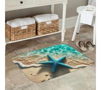 3D Beach Starfish Shell Non-Slip Doormat Floor Mat Washable Carpet Rug for Kitchen Entrance Home Bathroom Living Room Footpad Mats-40x60cm