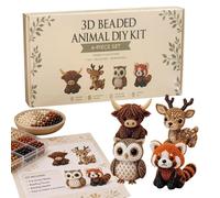 3D Beaded Animal Kit, DIY Animal Beading Kit For Adults & Teens, Cute 3D Animals Bead Craft Set With Colorful Beads And Instructions For Adults Beginners Friends Home Office School Dorm Desk Room