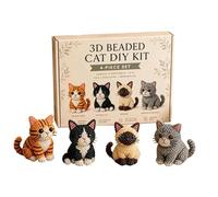 3D Beaded Cat DIY Kit - 7.87 inch Easy Beading Embroidery Kit | Handmade Beadwork Set - 130g DIY Bead Making Kits with Instructions, Perfect for Creating Cute 3d Cat Figures for Home Decoration