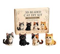 3D Beaded Cat DIY Kit - Mini Animal Beading Craft Set With Instructions, 4 Cute C At Designs, Beginner Friendly Embroidery Kit | Handmade Bead Art Decoration For DIY Creators Cat Lovers Teens Adults