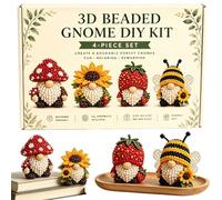 3D Beaded Gnome DIY Kit | PP Craft Beads Set, 6cm Mini Ornament Making Kit | Beginner Friendly Handmade Project | Farmhouse Holiday Decoration