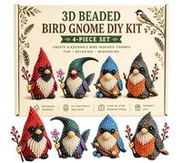 3D Beaded Gnome Kit, DIY Gnome Beading Set With 4 Cute Designs, Fun Handmade Embroidery Bead Set, 4-Pack Mini DIY Gnomes Beading For Keychain Jewelry Making Adults Enthusiasts Home School Gift