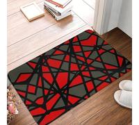 3D Black Lines Create Irregular Shapes Red Accent Abstract Non-Slip Floor Mat Entrance Home Balcony Footpad Mats-60x90cm