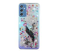 3D Bling Quicksand Fundas para OPPO Reno 7 Lite 5G Glitter Arena Brillar Lentejuelas Carcasas Cristal Suave Silicona TPU Teléfono Trasera Protección Caso para OPPO Reno 7 Lite 5G,Pluma